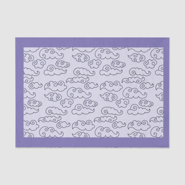 Seda Papel tecidular de 10 lb, LAVANDA com NUVENS JAPON (Frente )