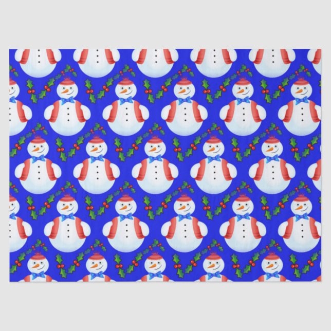Seda papel tecidular de boneco de neve do natal (Frente )