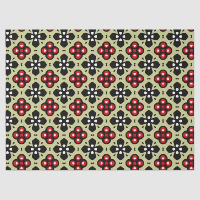 Seda papel tecidular de flores geométricas (Frente )