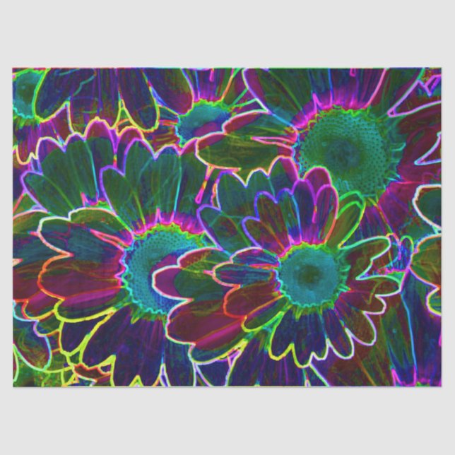 Seda papel tecidular de flores neonosas (Frente )