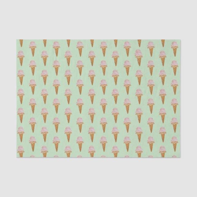 Seda Papel tecidular de Sorvete de aquarela (verde-ment (Frente )