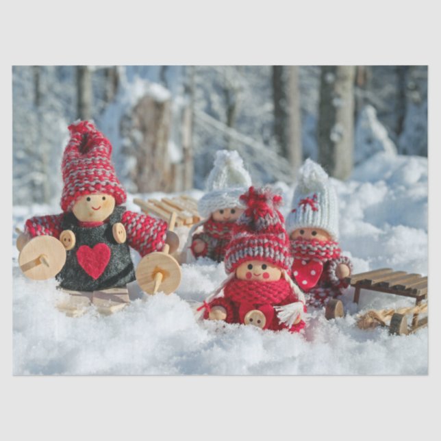 Seda papel tecidular dos gnomos de inverno (Frente )