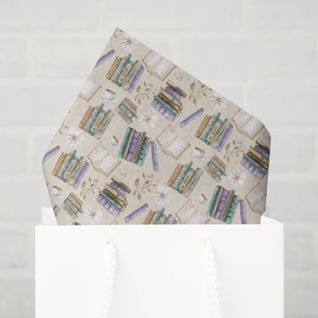 Seda Papel Tissue Amante de Livros em Creme (Sacola de presentes)