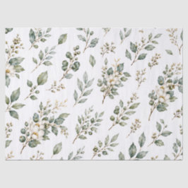 Seda Papel Tissue Botânico Elegante de Eucalipto