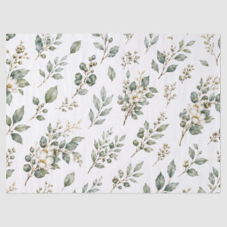 Seda Papel Tissue Botânico Elegante de Eucalipto