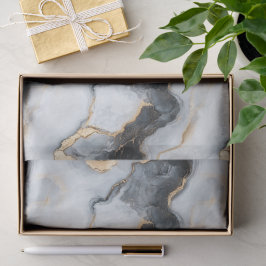 Seda Papel Tissue com Padrão de Mármore Preto e Dourado
