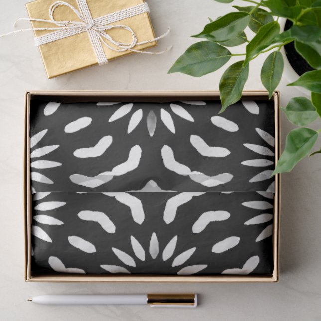 Seda Papel Tissue de Azulejo Mediterrâneo Preto e Branc (Presente)