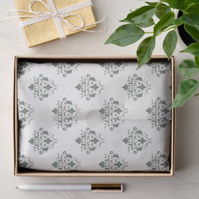 Seda Papel Tissue de Casamento Elegante e Ornamentado (Presente)