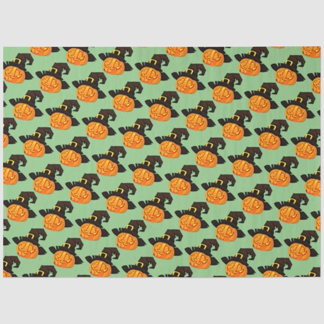 Seda Papel Tissue de Halloween da Bruxa da Abóbora (Frente )