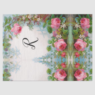 SEDA PAPEL TISSUE DE MONOGRAMA FLORAL ROSAS E JASMINS
