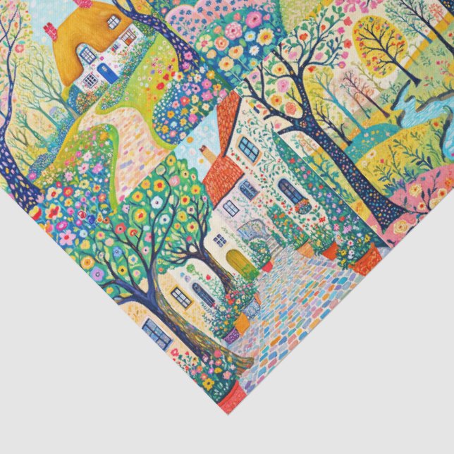 Seda Papel Tissue de Pretty Country Squares. (Detalhes)