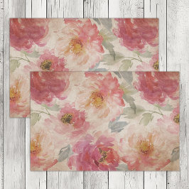 SEDA PAPEL TISSUE DECOUPAGE FLORAL JARDIM DE ROSAS VINT