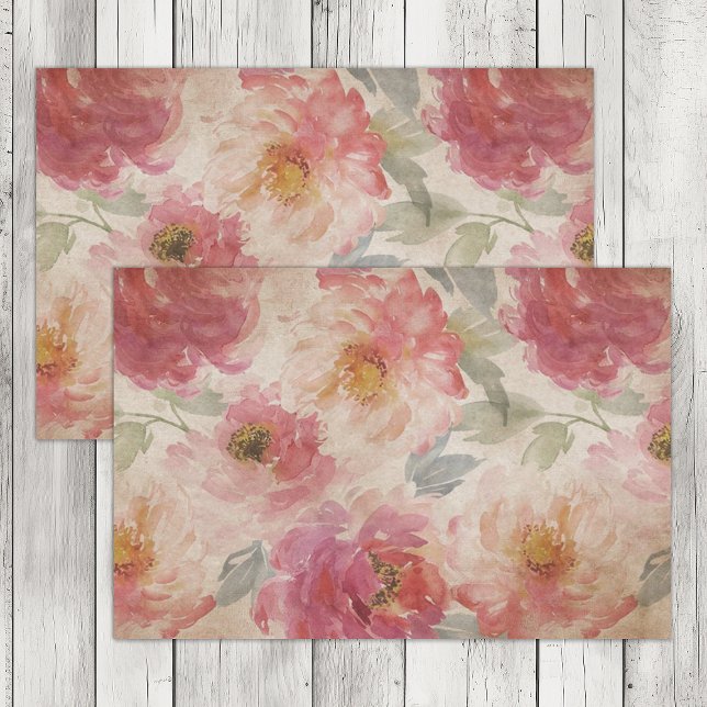 SEDA PAPEL TISSUE DECOUPAGE FLORAL JARDIM DE ROSAS VINT (VINTAGE ROSE GARDEN FLORAL DECOUPAGE TISSUE PAPER)