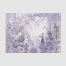 Seda Papel Tissue Floral de Aguarela Lavanda Elegante
