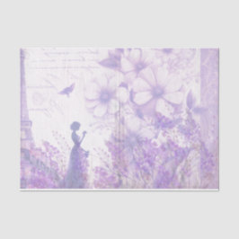 Seda Papel Tissue Floral de Lavanda em Aquarela Elegant