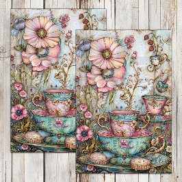 SEDA PAPEL TISSUE PARA DECOUPAGE DE FESTA DE CHÁ BOHO