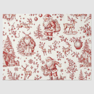 Seda Papel Toalha de Natal Toile Vermelho Vintage