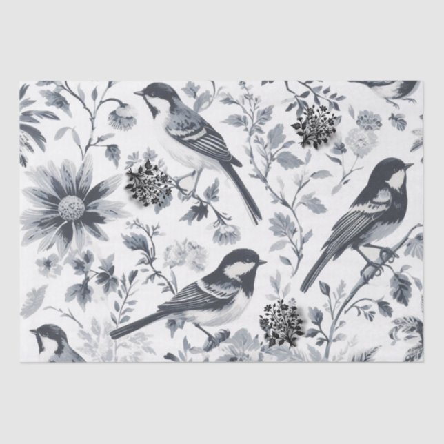 Seda Papel Toile de Ave Cinza Carvão (Frente )