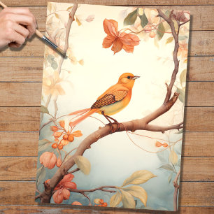Seda Pássaro em Florais 5 Papel de Decoupage