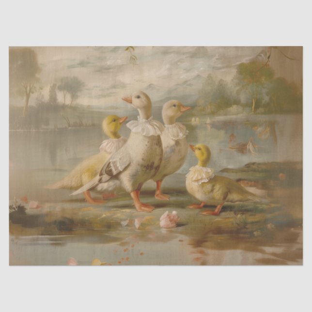 Seda Patos - Papel tecidos do estilo de pintura a óleo (Frente )