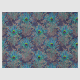 Seda Penas de Pavão em Papel Tecido de Decoupage Roxo