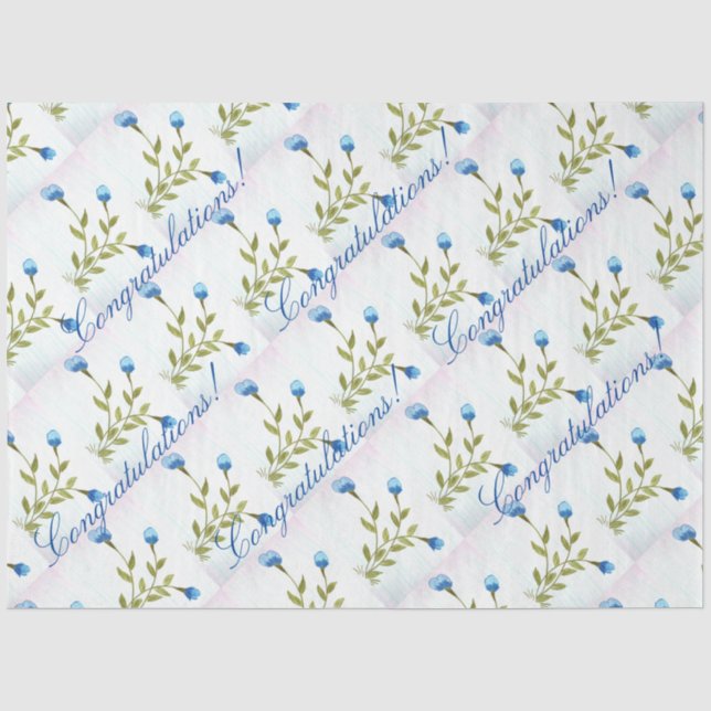 Seda Pequeno Papel de Tecido Azul (Frente )