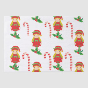 Seda Perde o Elf e o Candy Canes de Papel Tecido