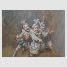 Pierrots - Papel Tecido Estilo de Pintura de Óleo