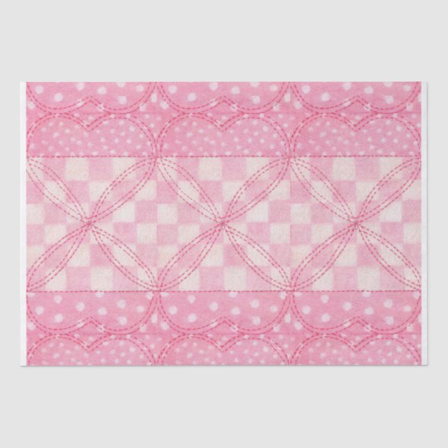 Seda PINK CORAÇÃO QUILT Papel de tecido (Frente )