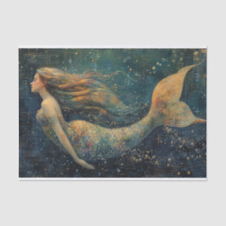 Seda Pintura a óleo de papel tecido de sereia