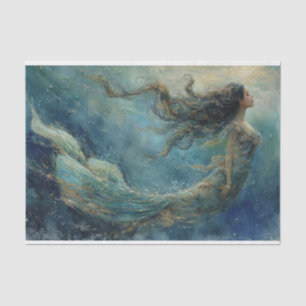 Seda Pintura a óleo de papel tecido de sereia