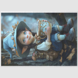 Seda Pixie Blue Hat Pastel Papel de Tecido