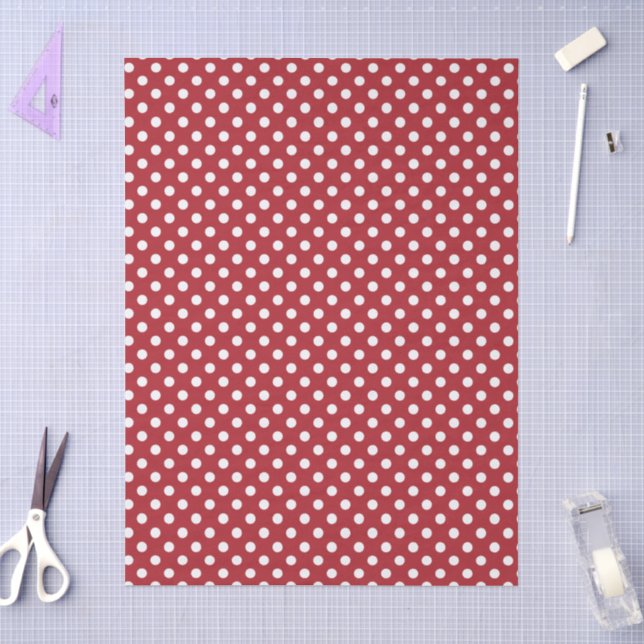 Seda Ponto Branco de Bolha em Papel de Tecido Vermelho (Arte )