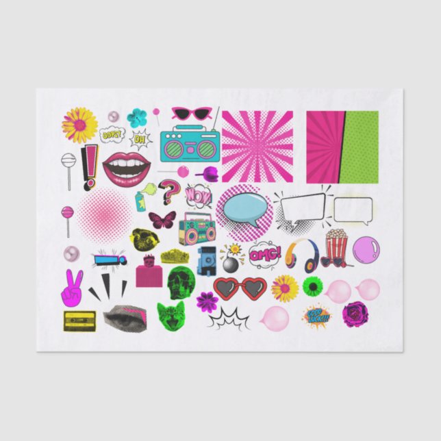 Seda Pop Art e Comic Images - Papel de dissociação (Frente )