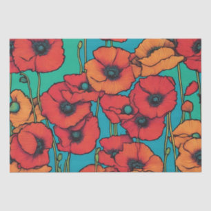 Seda Poppies no Papel de Decoupage de Sangue