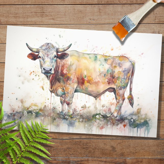 Seda Psicodélico Cow 1 Papel de Decoupage (Criador carregado)