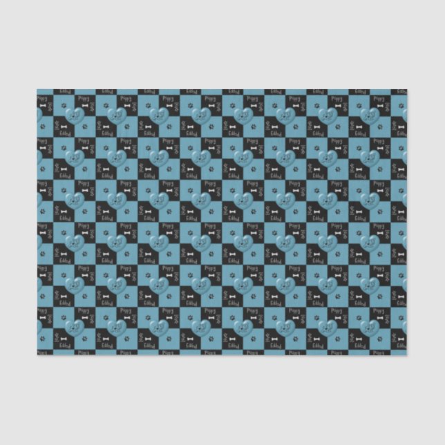 Seda Puppy Lover Verifica PAPEL DE EMBALAGEM azul DE 02 (Frente )