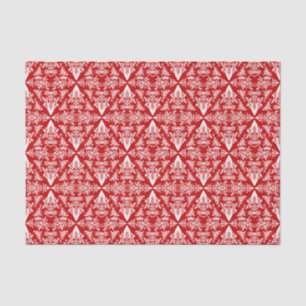 Seda Quebra de papel em tecido branco-vermelho do Damas