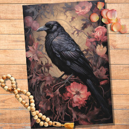 Seda Raven em Flores 3 Papel de Decoupage