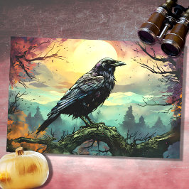 Seda Raven no Spooky Landscape 1 Papel de Decoupage