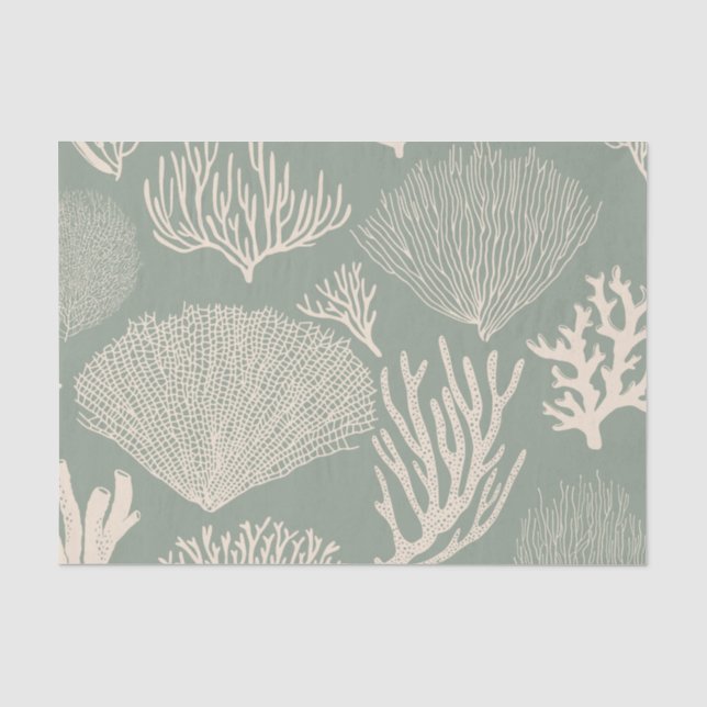 Seda Recife de coral em papel para tecidos de sage (Frente )