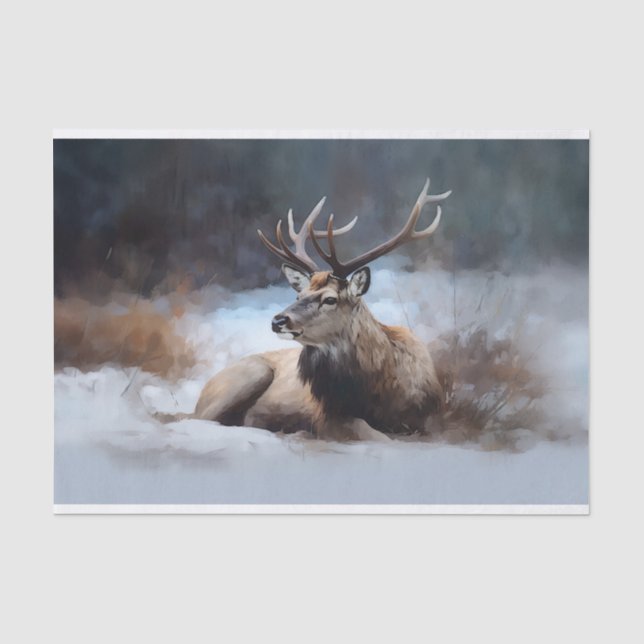Seda Reindeer em Papel de Decoupage na Neve 1 (Frente )