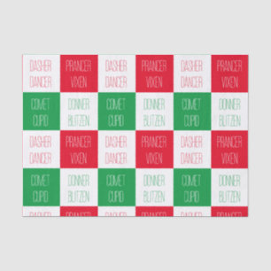 Seda REINDEER NOMES Papel de Tecido