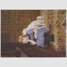 Retrato de uma garota e seu papel de decoupage de