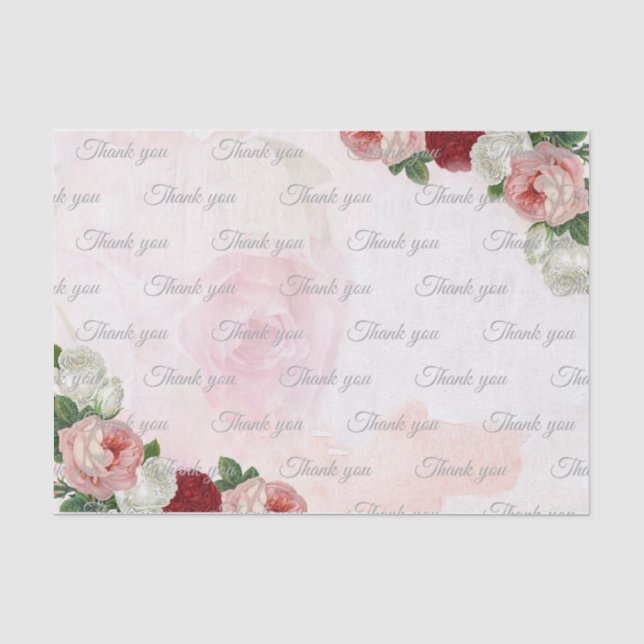 Seda Rosa personalizado Obrigado Papel de tecido de cas (Frente )