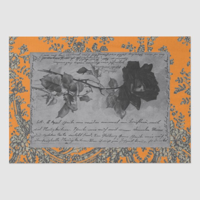 Seda ROSA PRETO LACE HALLOWEEN Papel de Tecido (Frente )