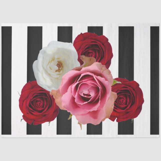 Seda rosas 3D Papel de Tecido de Decoupage (Frente )