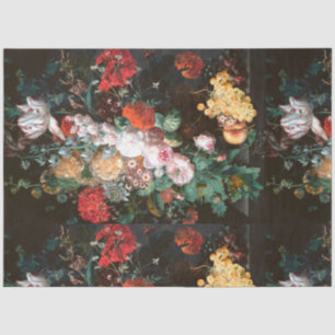 Seda Rosas Florais Escuros de Papel Secundário