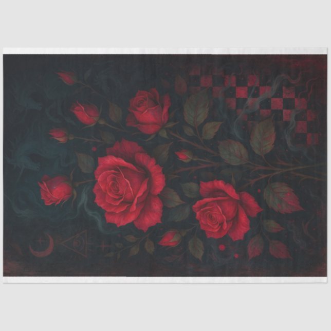 Seda Rosas góticos em papel de dissociação de realm mís (Frente )