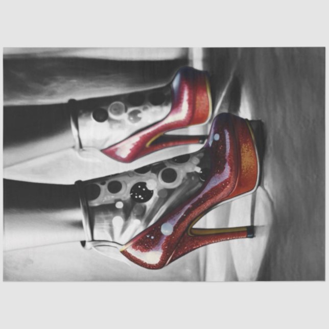 Seda Ruby Red Slippers Monocromático - Papel de Decoupa (Frente )